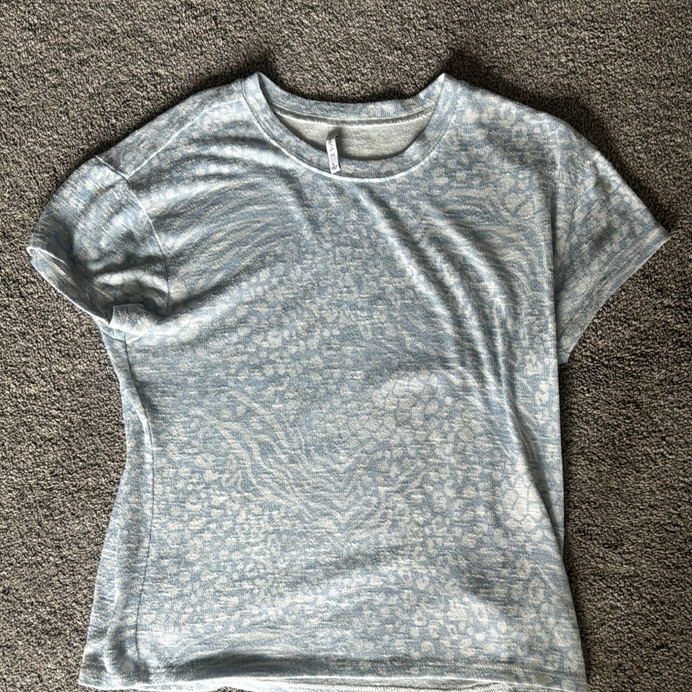 Blue and White Patterned T-Shirt